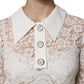 Dolce & Gabbana White Floral Lace Viscose Collared Mini Dress