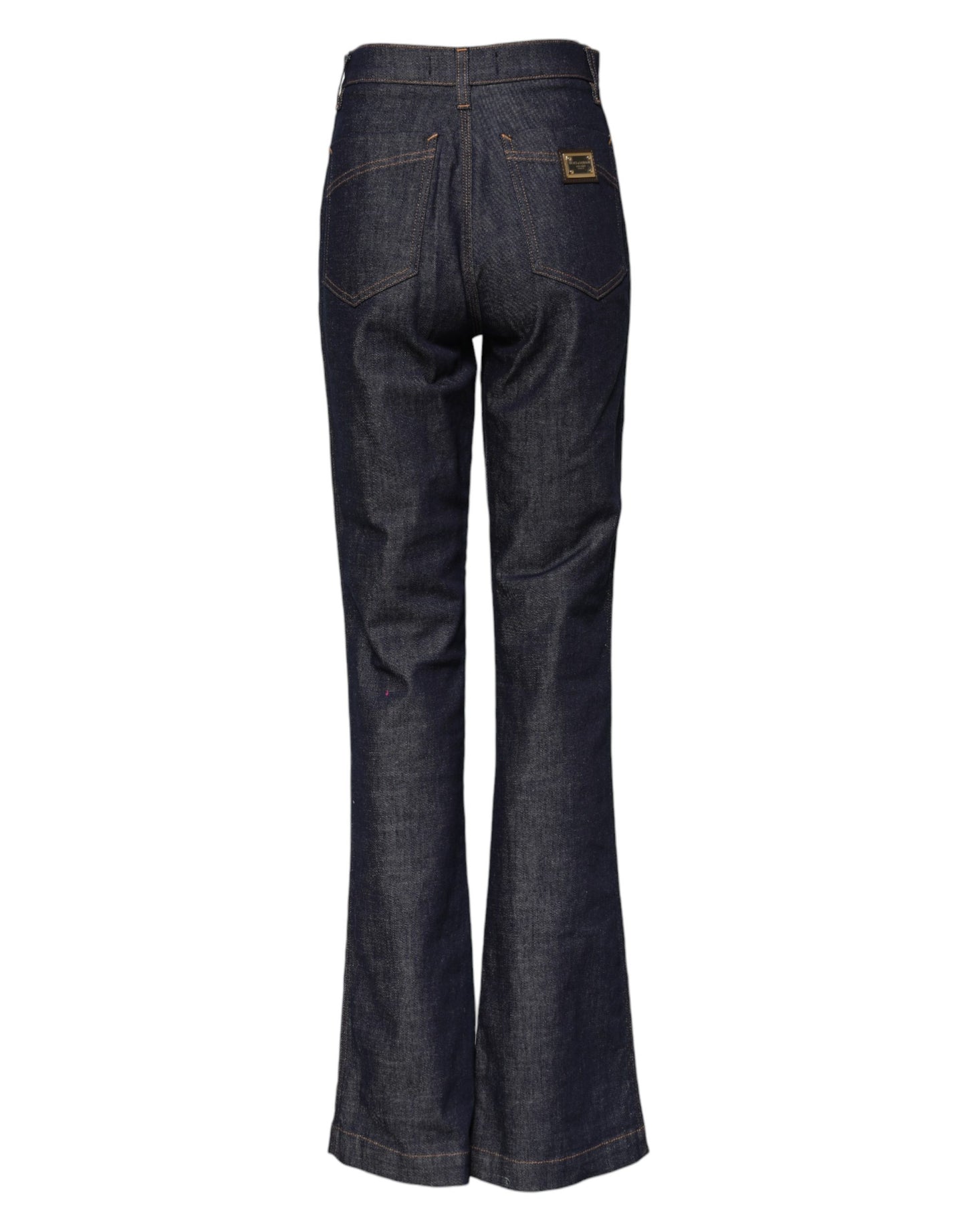 Dolce & Gabbana Dark Blue Cotton Flared Wide Leg Denim Jeans
