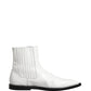 Dolce & Gabbana White Leather Chelsea SlipOn Ankle Boots Shoes