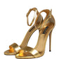 Dolce & Gabbana Gold Leather Keira High Heels Sandals Shoes