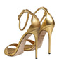 Dolce & Gabbana Gold Leather Keira High Heels Sandals Shoes