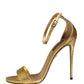 Dolce & Gabbana Gold Leather Keira High Heels Sandals Shoes