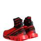 Dolce & Gabbana Red Black Sorrento Socks Sneakers Shoes