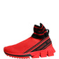 Dolce & Gabbana Red Black Sorrento Socks Sneakers Shoes