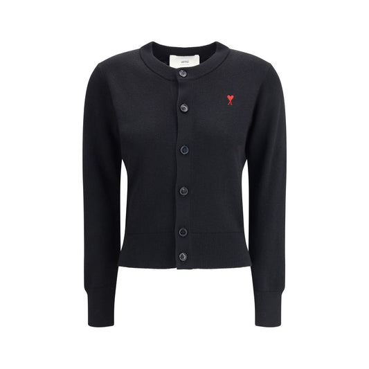 Ami Paris Black Merino Wool Cardigan