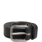 Daniele Alessandrini Men Black Leather Metal Buckle Belt