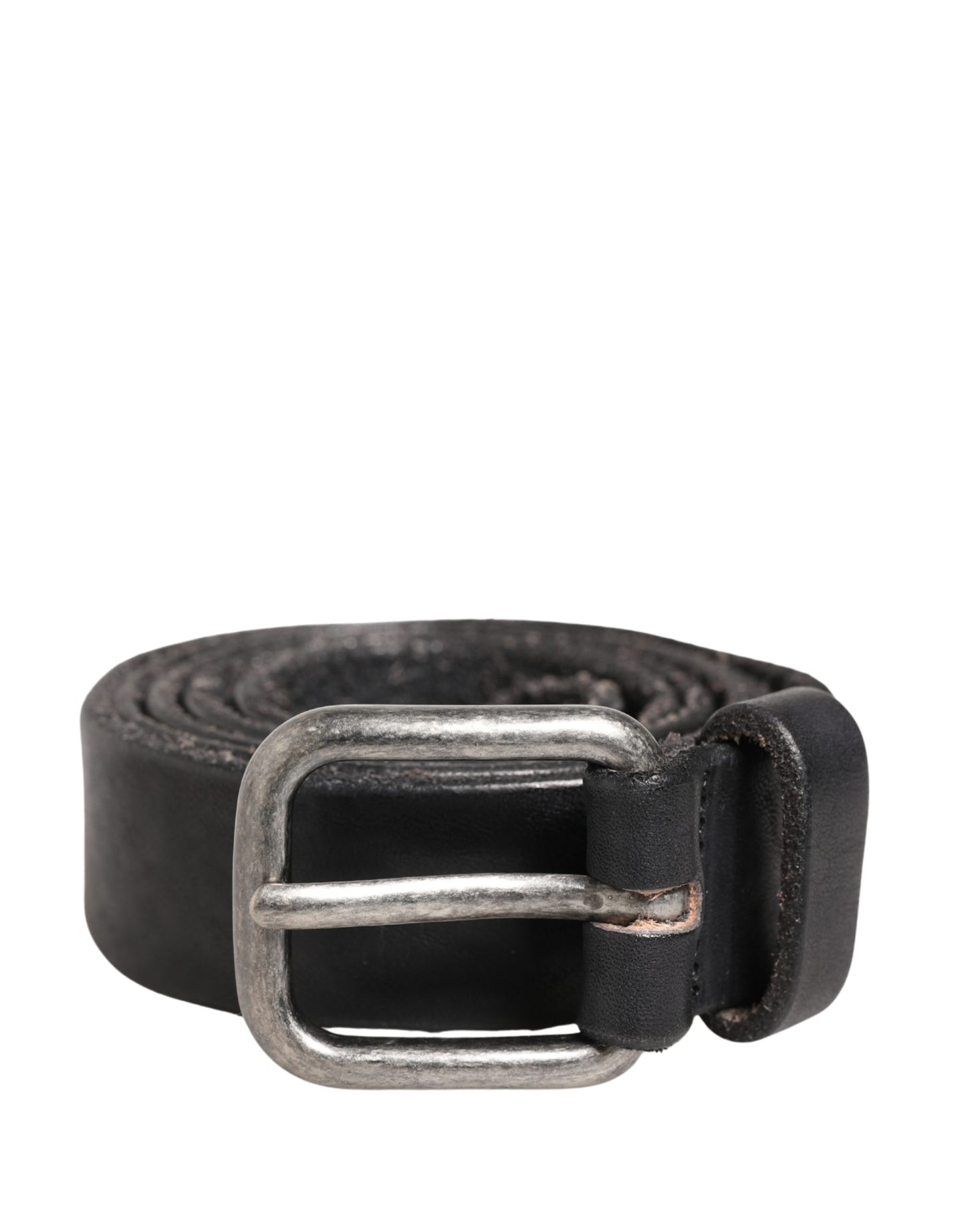 Daniele Alessandrini Men Black Leather Metal Buckle Belt