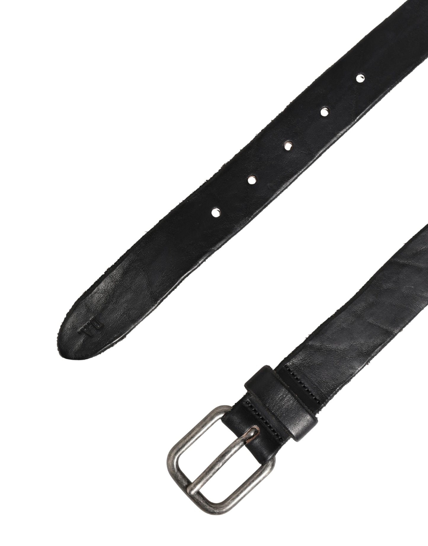 Daniele Alessandrini Men Black Leather Metal Buckle Belt