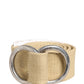 GF Ferre Men Beige Canvas Silver Metal Buckle Cintura Belt