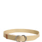 GF Ferre Men Beige Canvas Silver Metal Buckle Cintura Belt