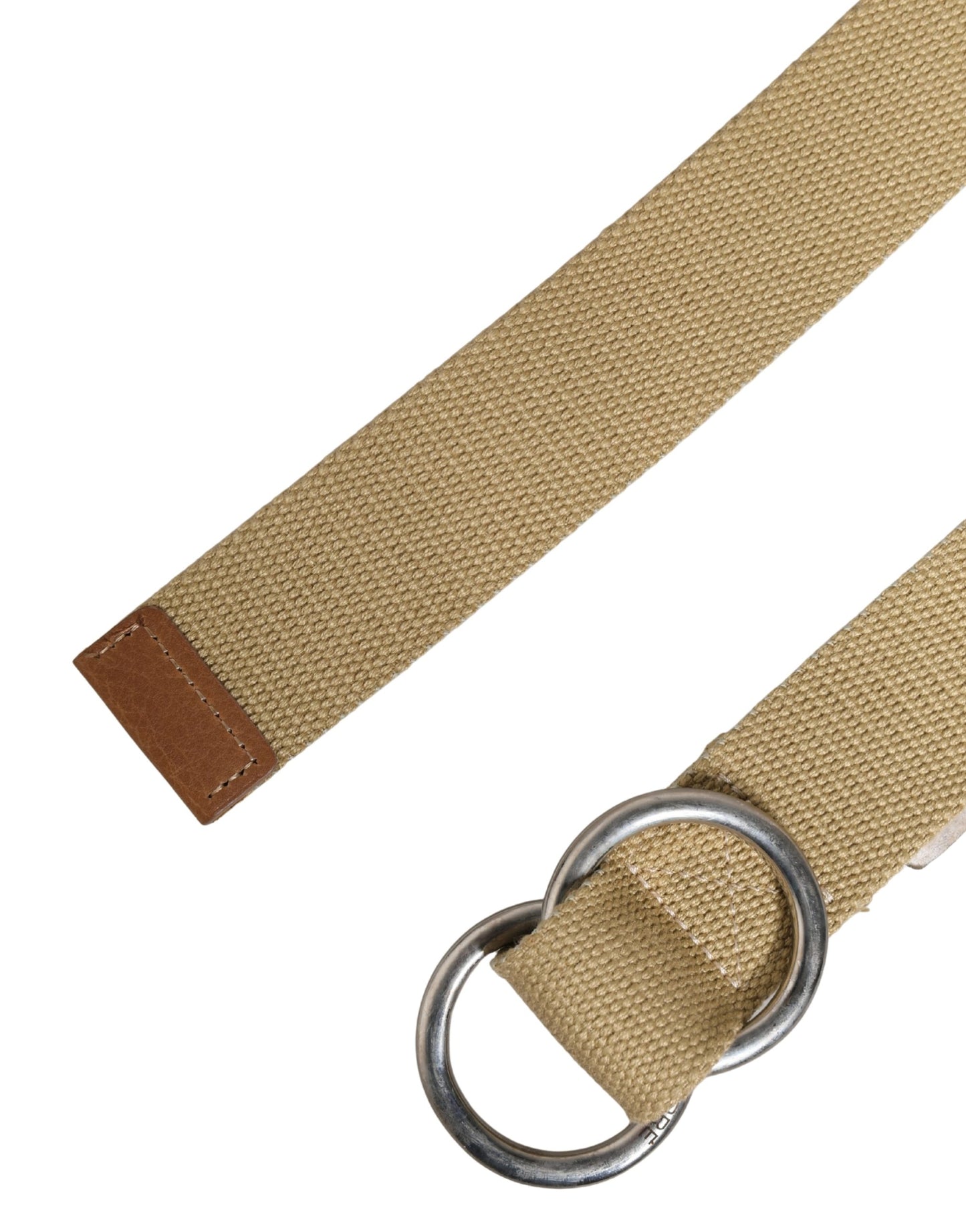 GF Ferre Men Beige Canvas Silver Metal Buckle Cintura Belt