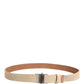 GF Ferre Men Beige Canvas Silver Metal Buckle Cintura Belt