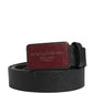 Dolce & Gabbana Men Black Calf Leather Logo Metal Buckle Belt