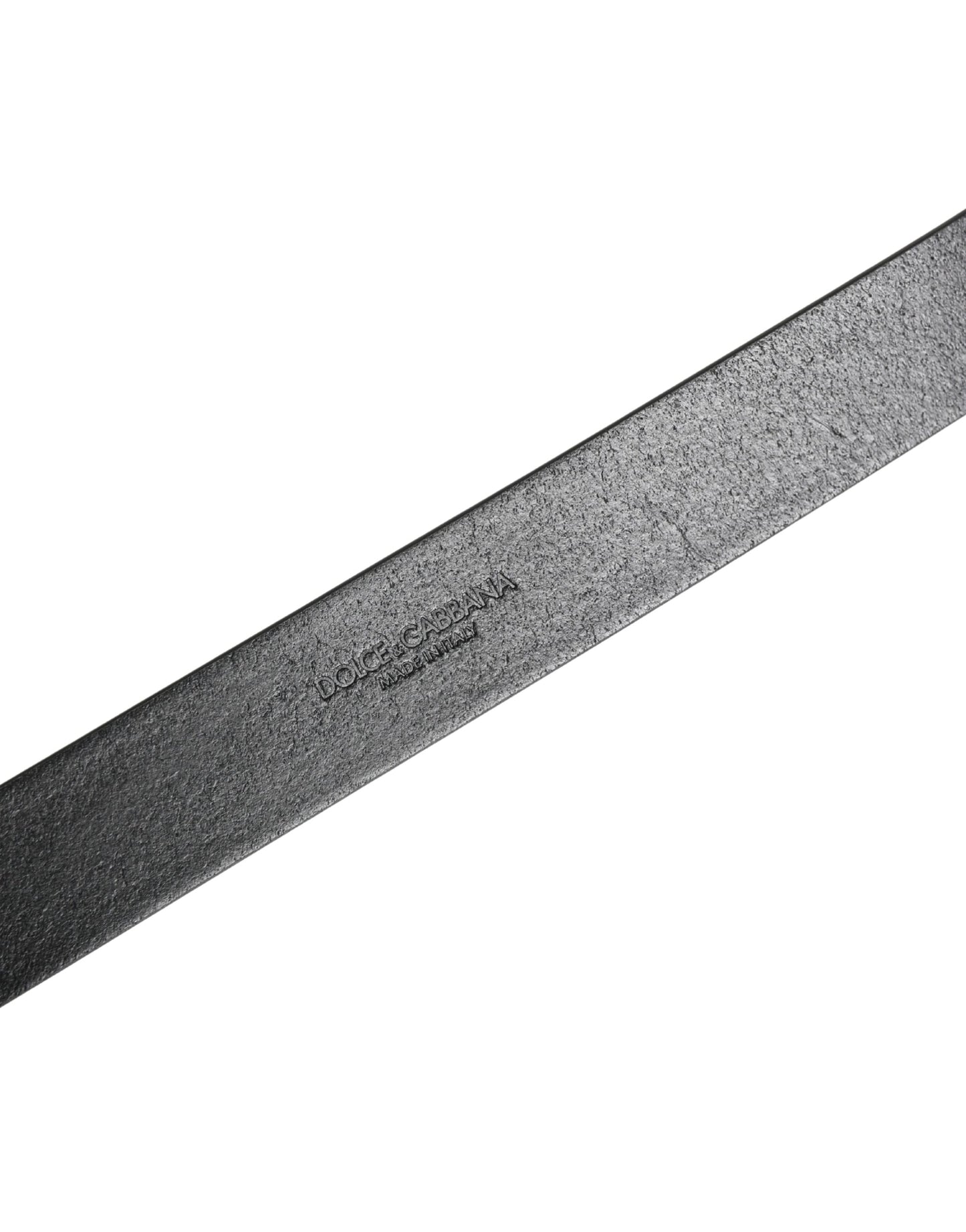 Dolce & Gabbana Men Black Calf Leather Logo Metal Buckle Belt