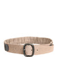 GF Ferre Women Beige Polyester Silver Metal Buckle Waist Belt