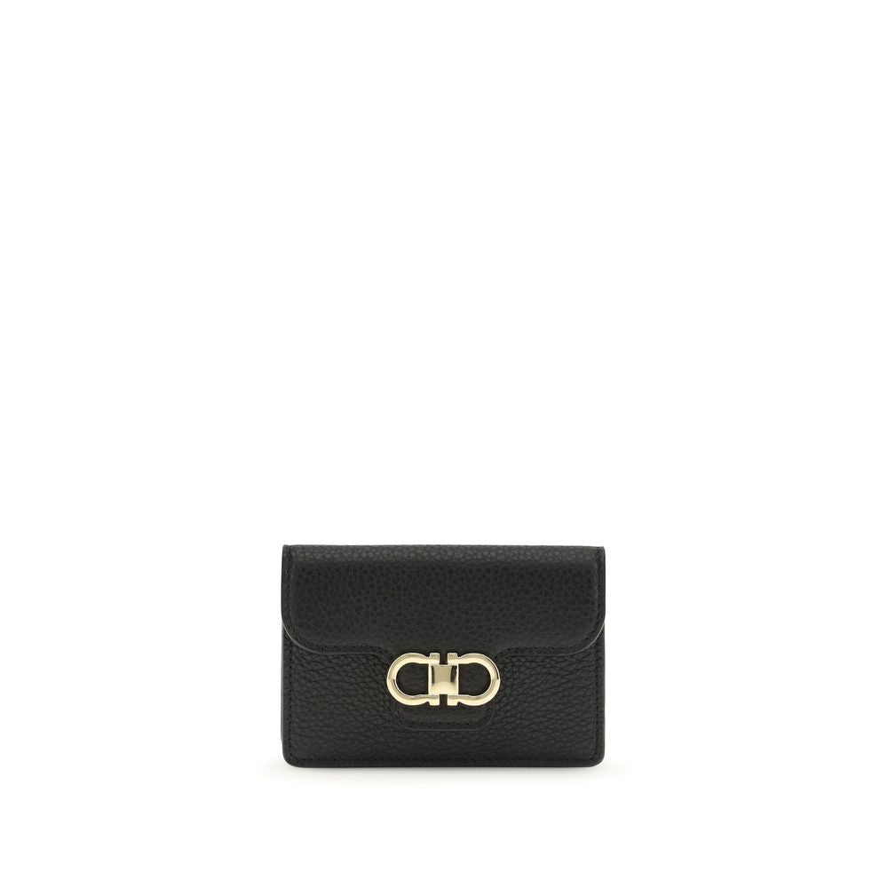 Ferragamo Black Calf Leather Bos Taurus Wallet