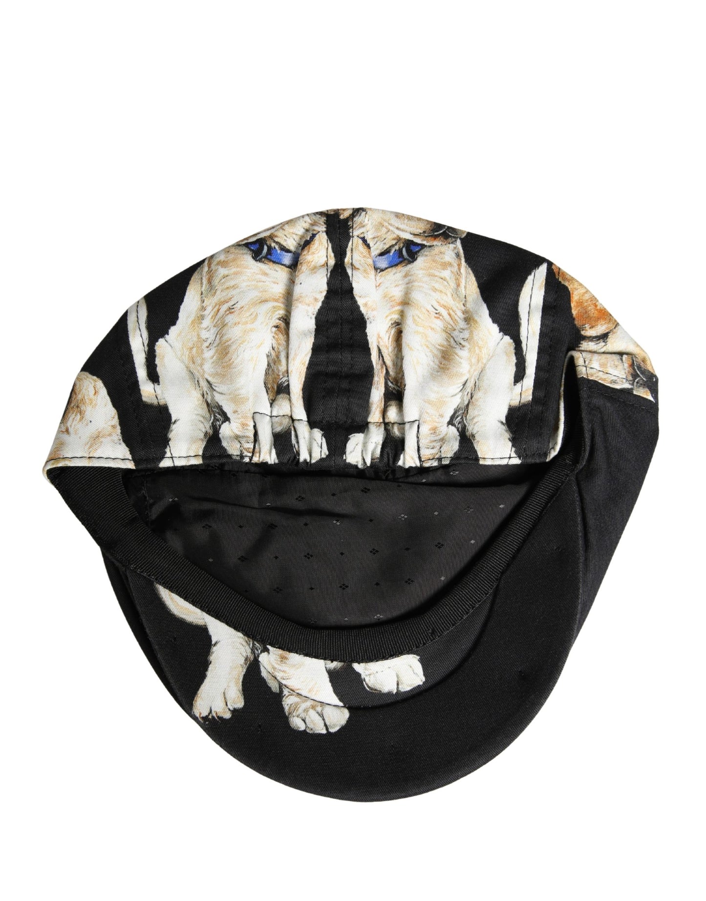 Dolce & Gabbana Men Black Dog Cotton Newsboy Cloth Capello Hat