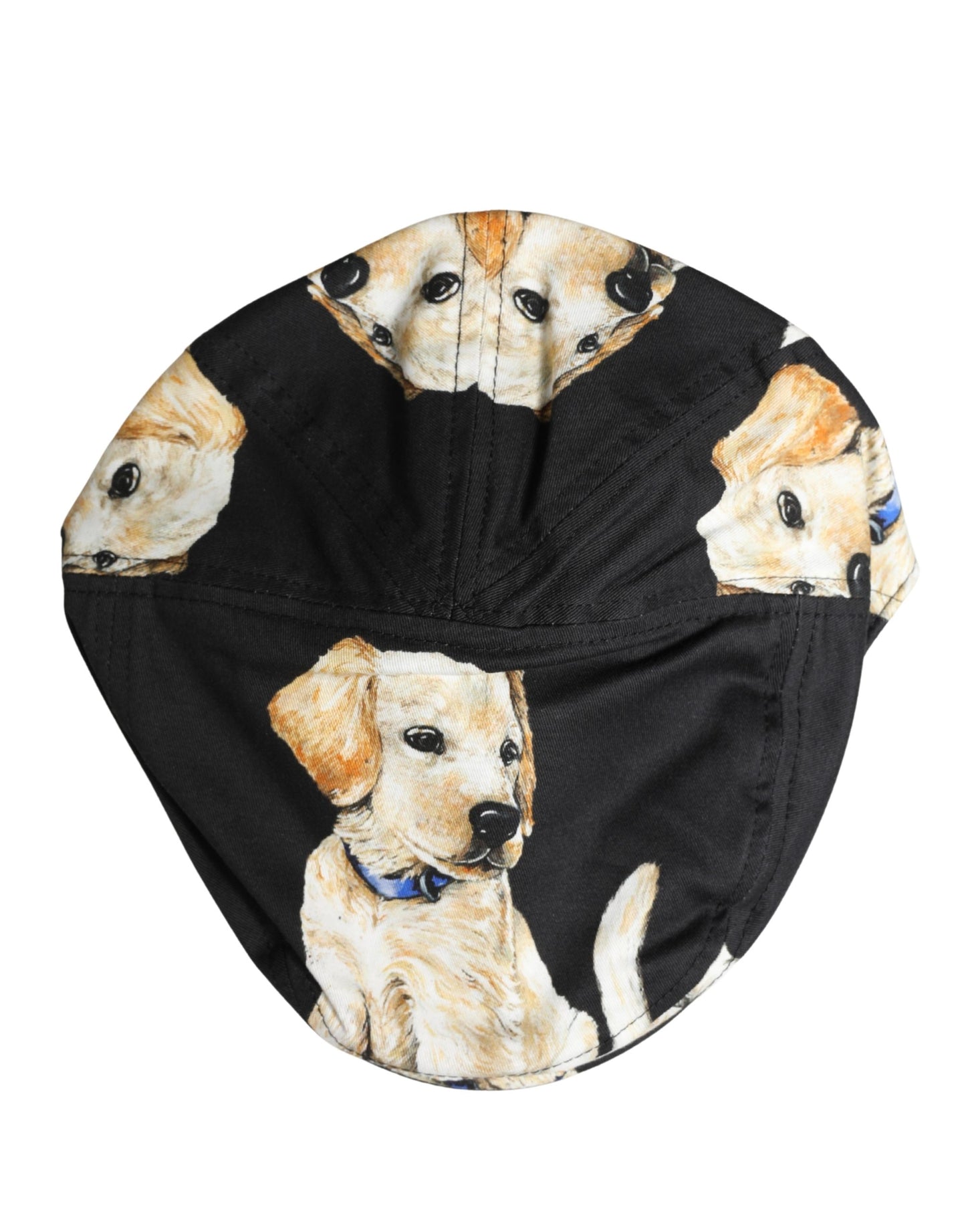 Dolce & Gabbana Men Black Dog Cotton Newsboy Cloth Capello Hat
