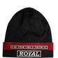 Dolce & Gabbana Black Cuffed "I'M THE ONLY PRINCE ROYAL" Beanie Hat