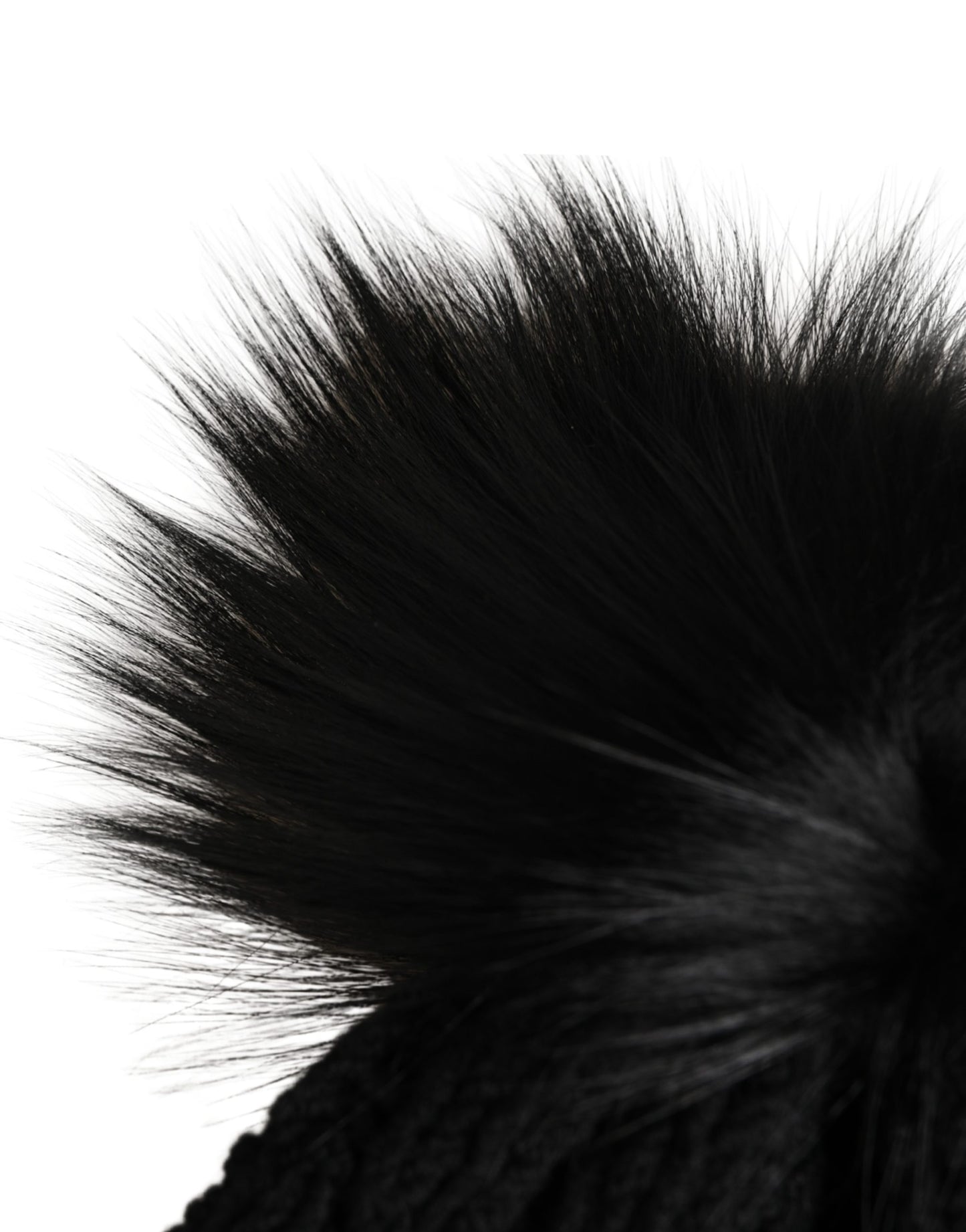 Dolce & Gabbana Black Acrylic Knitted Fur Winter Beanie