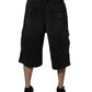 Dolce & Gabbana Black Mid Waist Denim Cargo Bermuda  Shorts