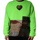 Dolce & Gabbana Green Patchwork Heart Men Sweatshirt Sweater