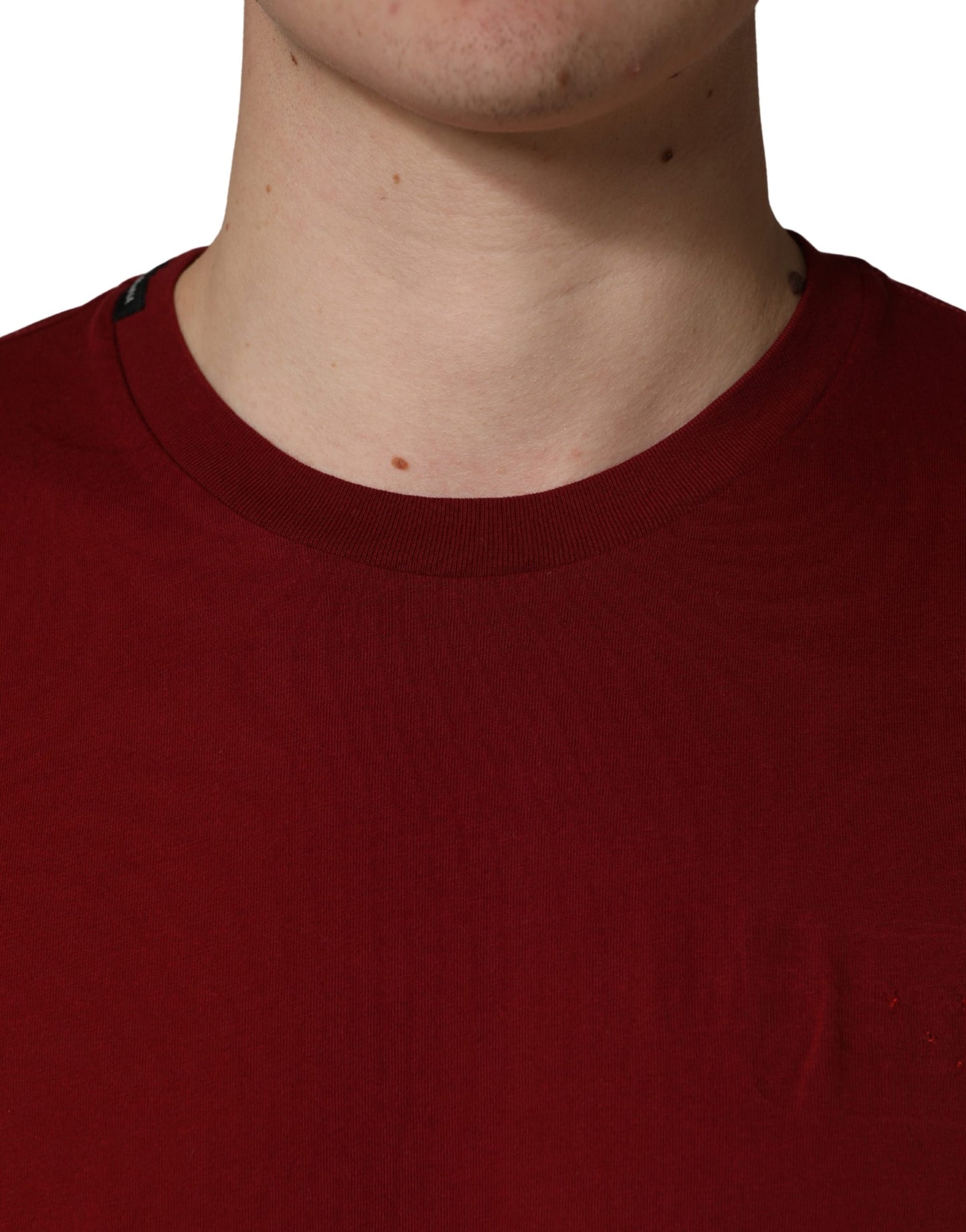 Dolce & Gabbana Maroon Cotton Crew Neck Short Sleeves T-shirt