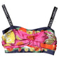 Dolce & Gabbana Multicolor Silk Cropped Bustier Corset Top