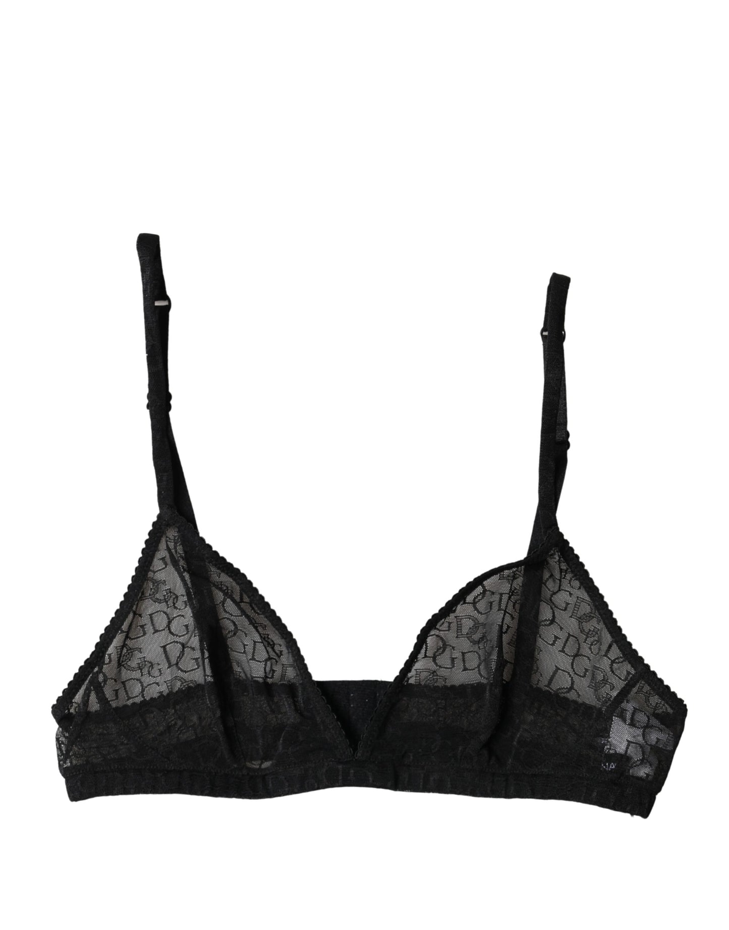 Dolce & Gabbana Black Logo Mania Sheer Soft Cup Bra Underwear
