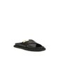 Moschino Black Calf Leather Bos Taurus Flat Sandals