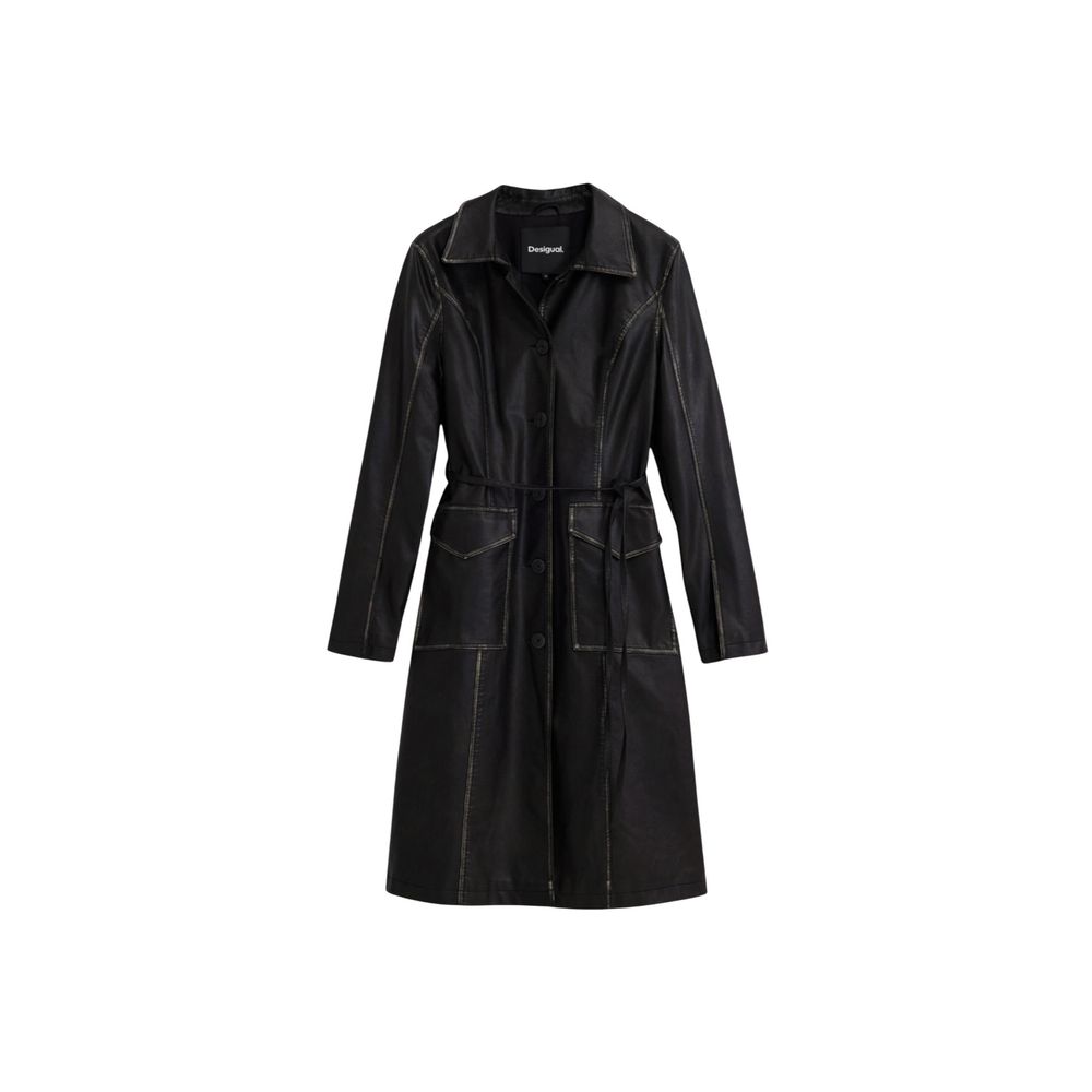 Desigual Black Polyethylene Coat