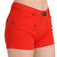 PLEIN SUD Chic Mid Waist Mini Shorts in Vibrant Orange