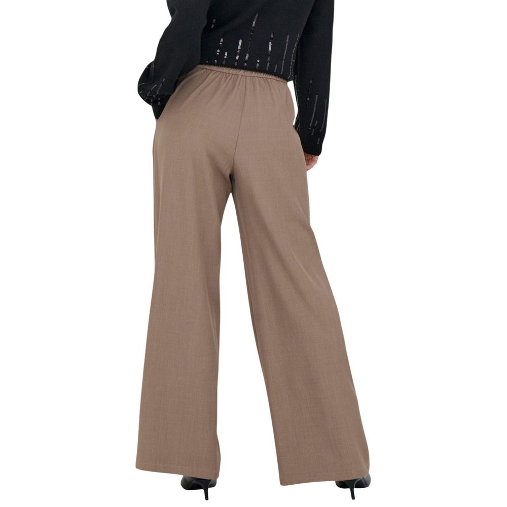 Jacqueline De Yong Brown Polyester Flared Pants