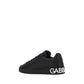 Dolce & Gabbana Black Calf Leather Bos Taurus Low Top Sneakers