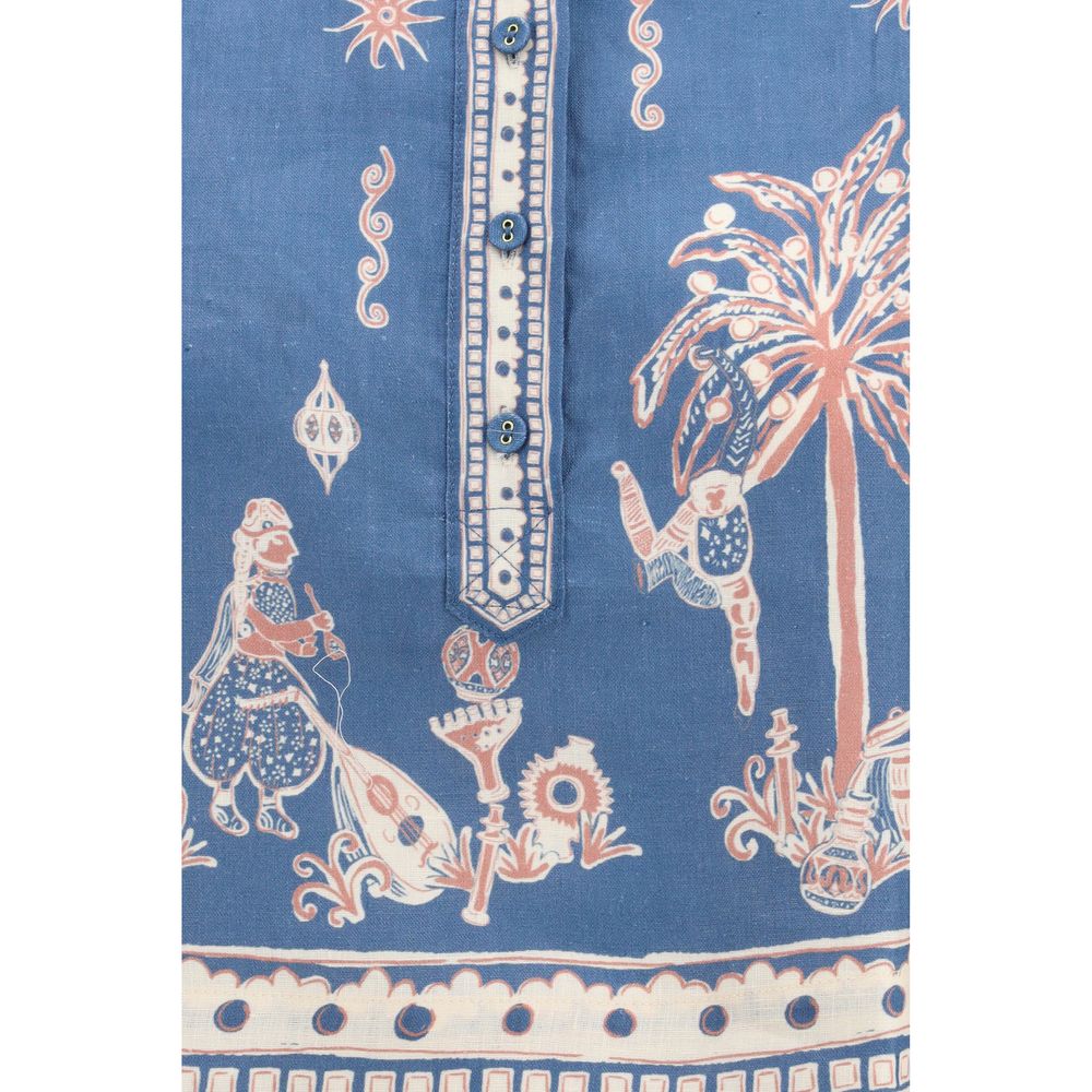 Alemais Blue Linen Pattern Shirt