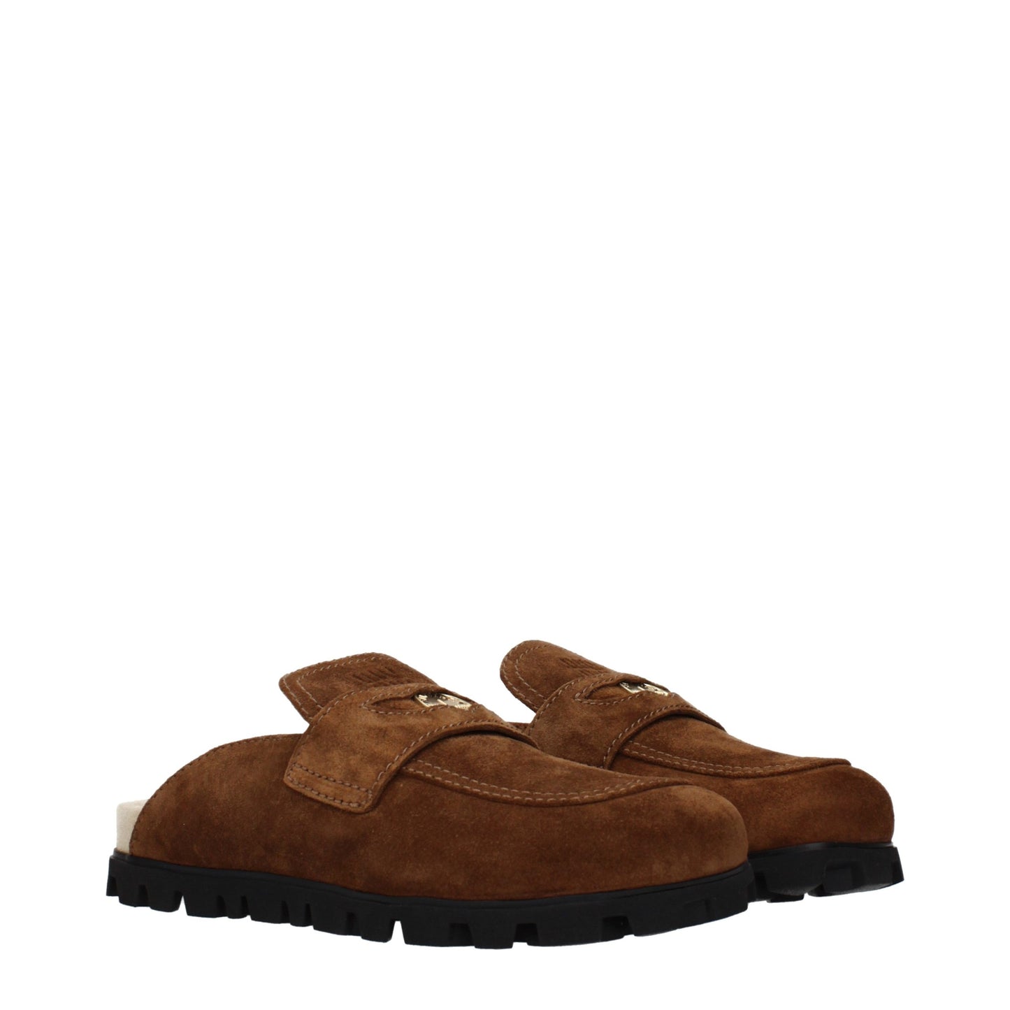 Miu Miu Brown Leather Slippers