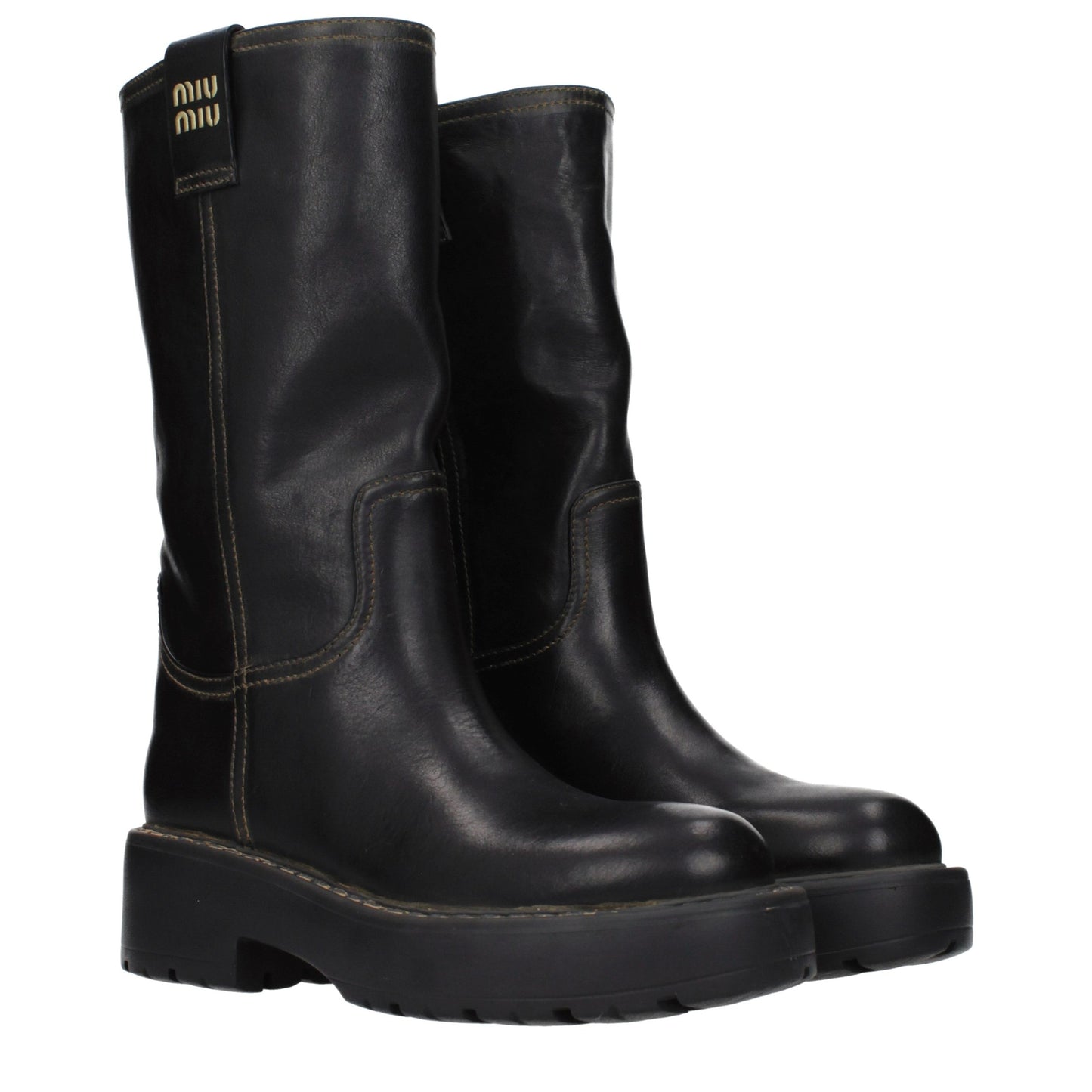 Miu Miu Black Leather Boots