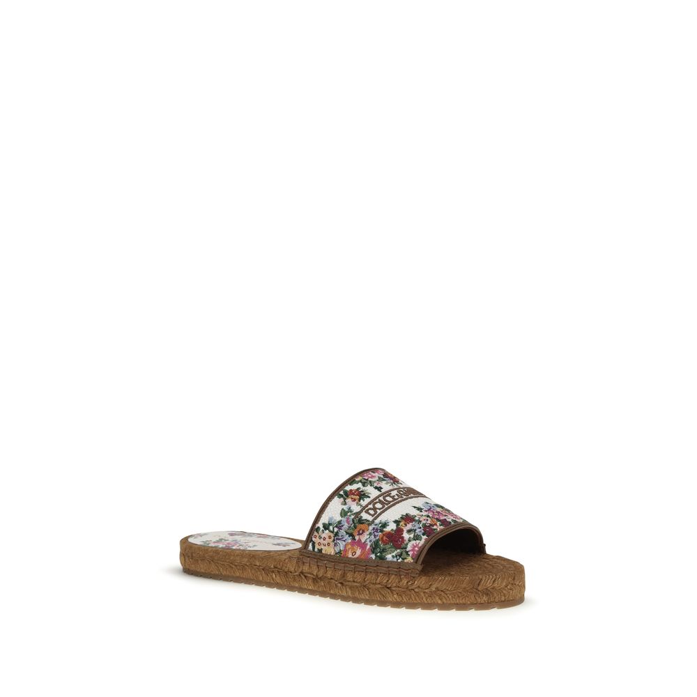 Dolce & Gabbana Multicolor Fabric Flat Sandals