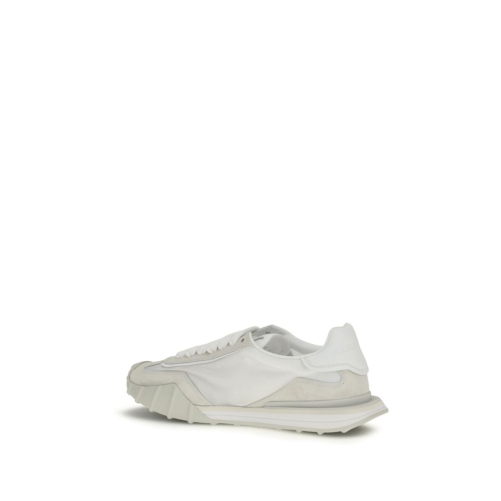 Dolce & Gabbana White Calf Leather Bos Taurus Athletic Sneakers