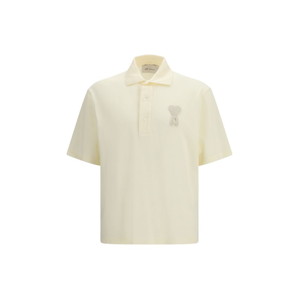 Ami Paris Beige Cotton Polo Shirt