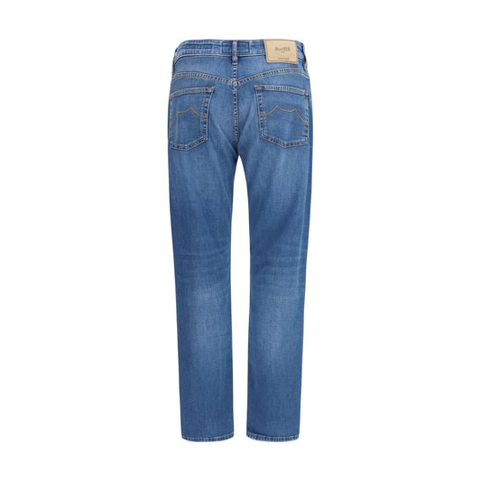 MooRER Blue Cotton Straight-Leg Jeans
