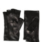 Dolce & Gabbana Women Black Embellished Wrist Length Mitten Gloves