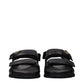 Prada Black Leather Flat Sandals