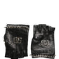 Dolce & Gabbana Women Black Embellished Wrist Length Mitten Gloves
