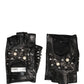 Dolce & Gabbana Black Embellished Wrist Length Mitten Women Gloves
