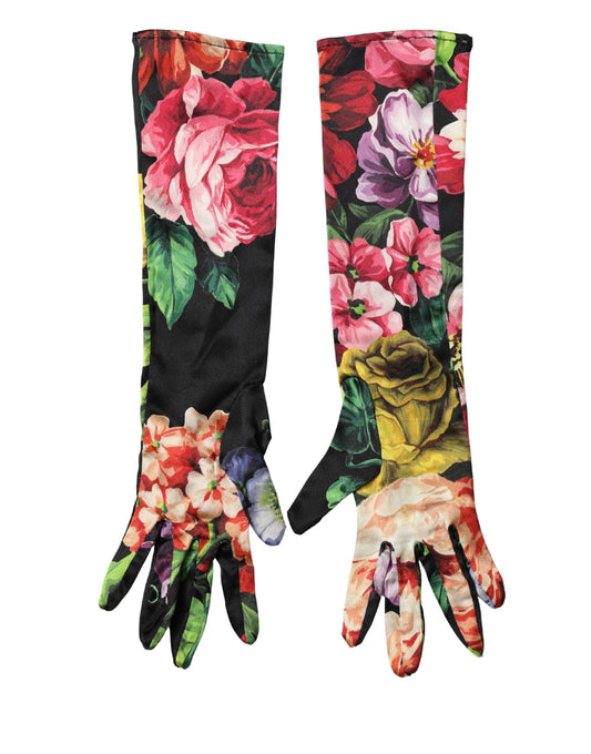 Dolce & Gabbana Multicolor Floral Print Elbow Length Women Gloves