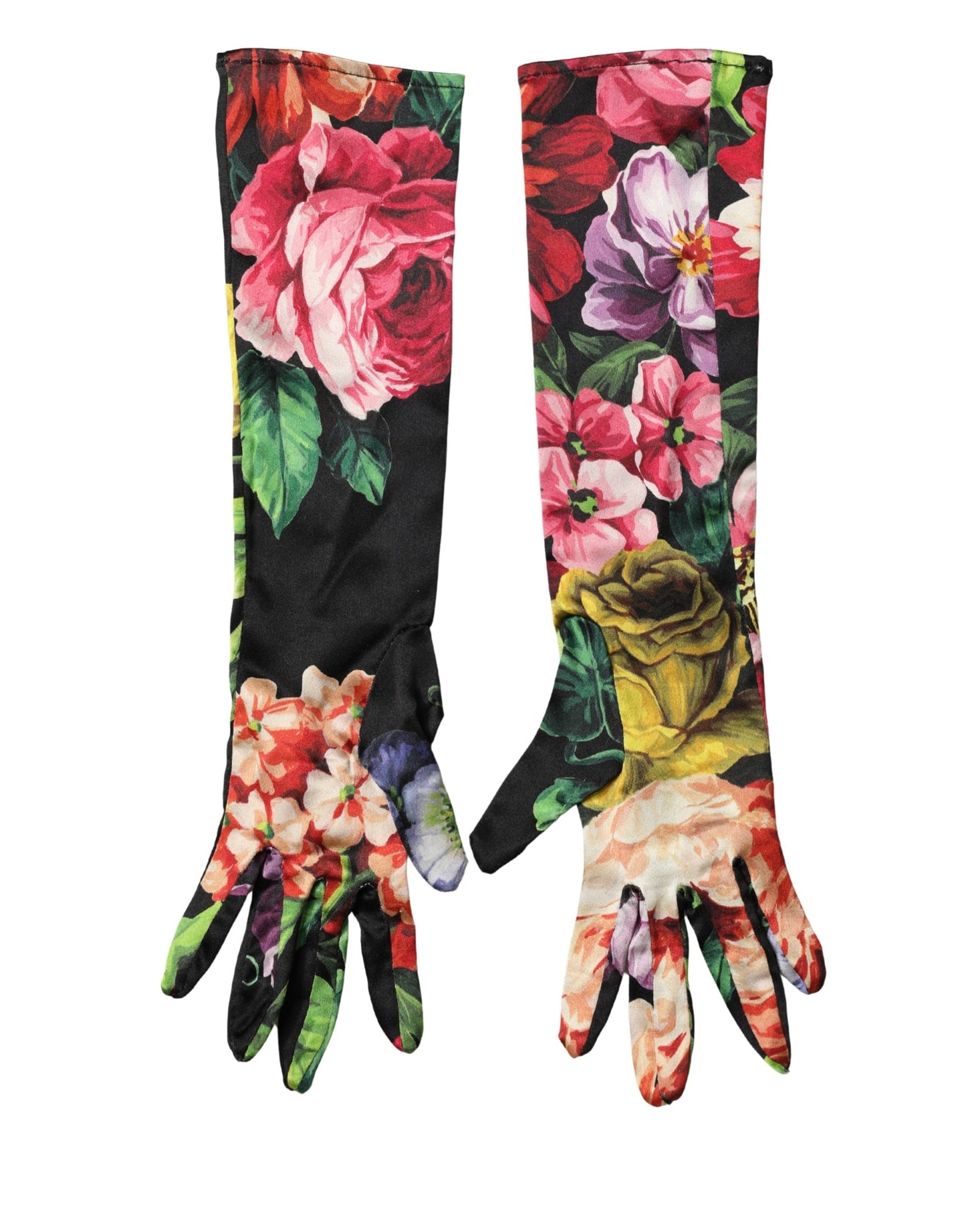 Dolce & Gabbana Multicolor Floral Print Elbow Length Women Gloves