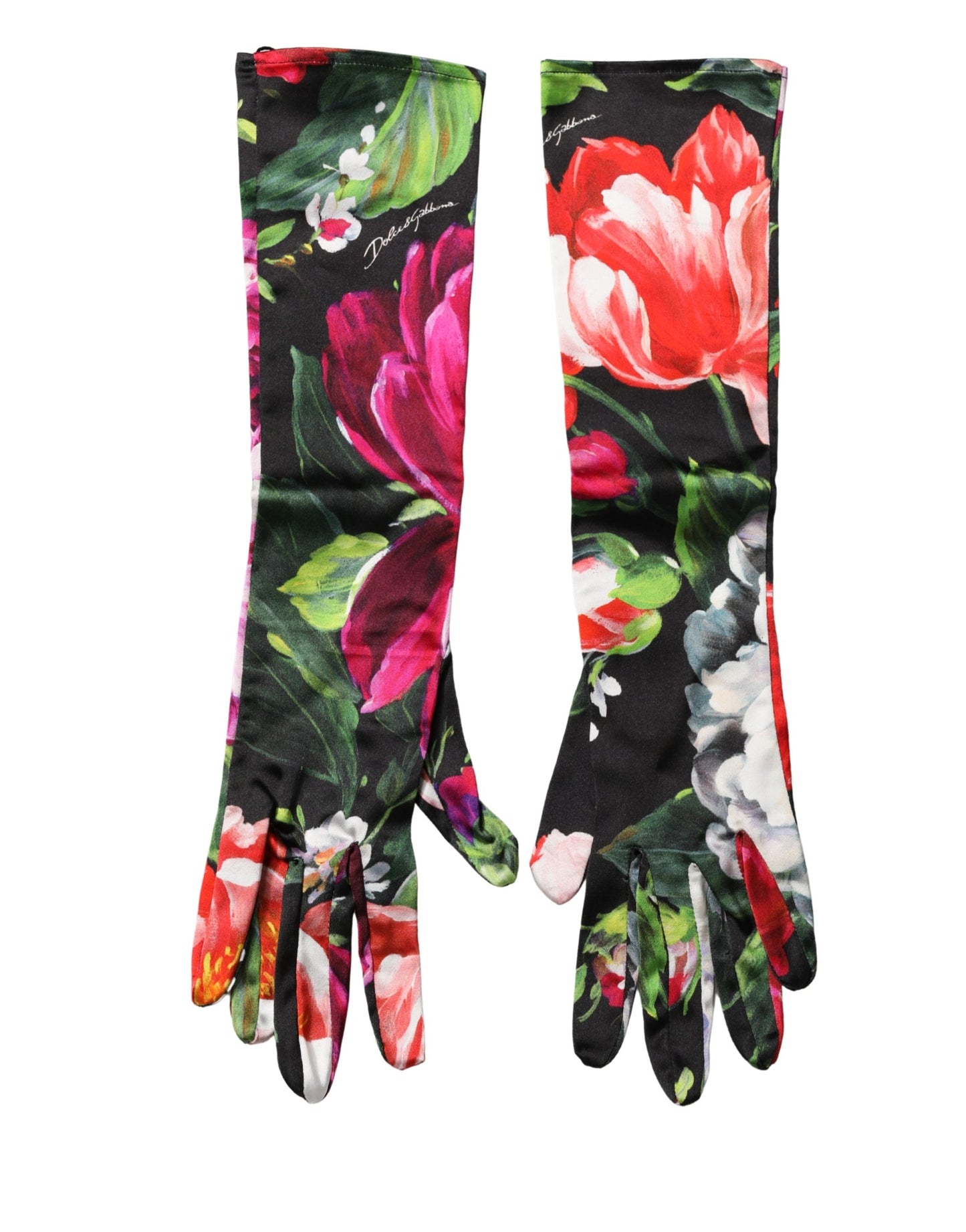 Dolce & Gabbana Multicolor Floral Print Elbow Length Women Gloves