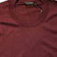 Dolce & Gabbana Maroon Silk Men Crew Neck Pullover Sweater