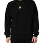Dolce & Gabbana Black Embellished Cotton Sweatshirt Sweater
